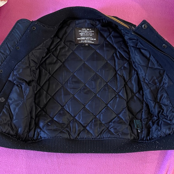 Kids Navy Blue Embroidered Bomber Jacket - Picture 3 of 6